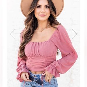 Pink Lily long sleeve crop top